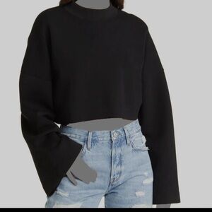 Frame cropped mock neck sweatshirt with wide sleeves sz small